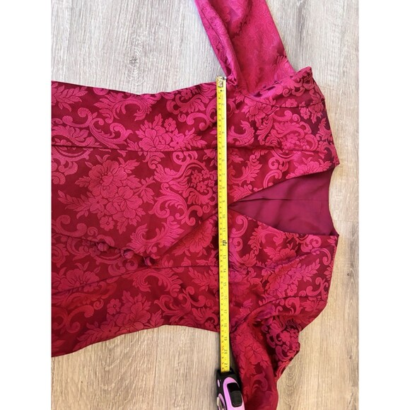 Vtg 80s Brocade Whimsigoth Lace Trim With Asymmetrical Blazer Sheath Dress Set 8 - Picture 13 of 16